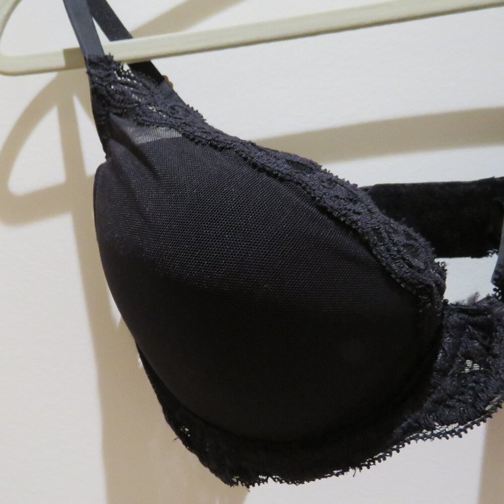 NATORI Feathers Plunge Lace T Shirt Bra in Black Mesh - Size 34D - Picture 5 of 11